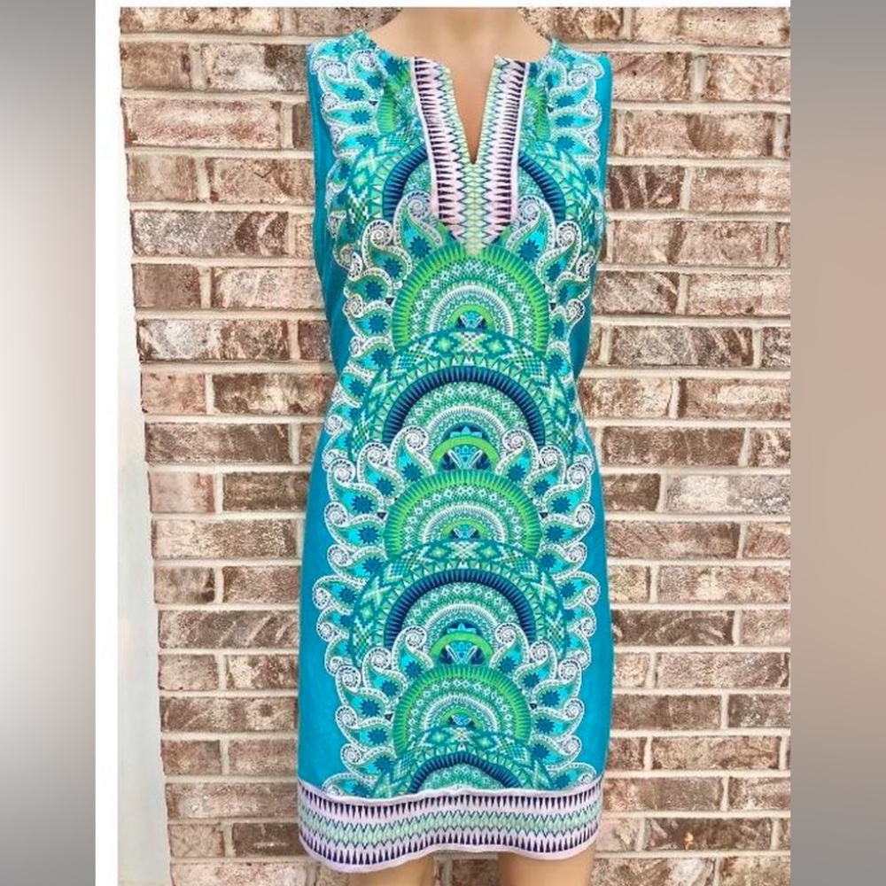 Turquoise/Green & White New York & Company Boho Dress